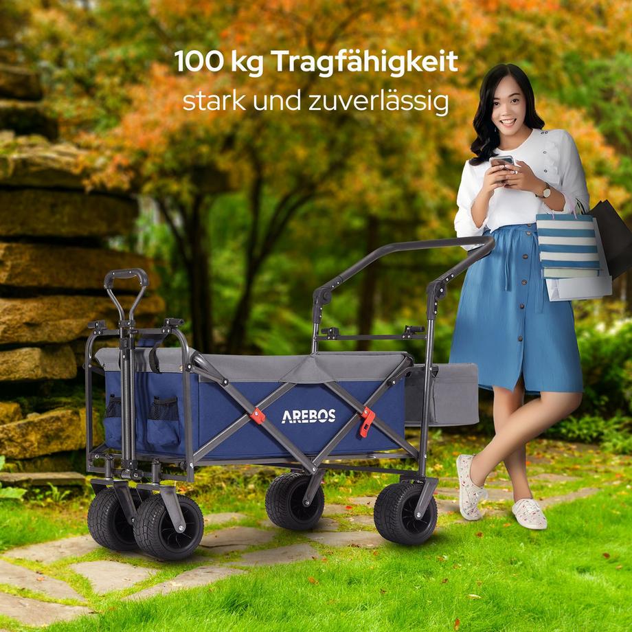Arebos  Bollerwagen mit Dach | Handwagen | Transportkarre | Gerätewagen 