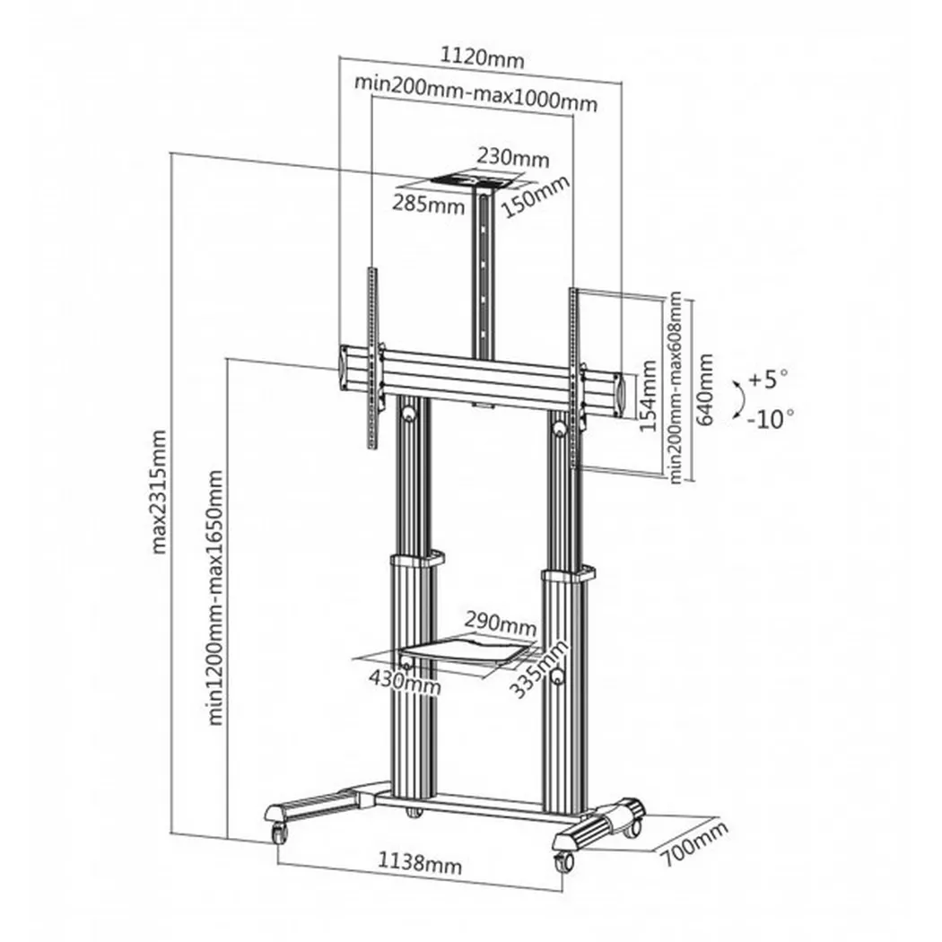 Roline - LCD/TV Rollständer, 2 Meter, Silber