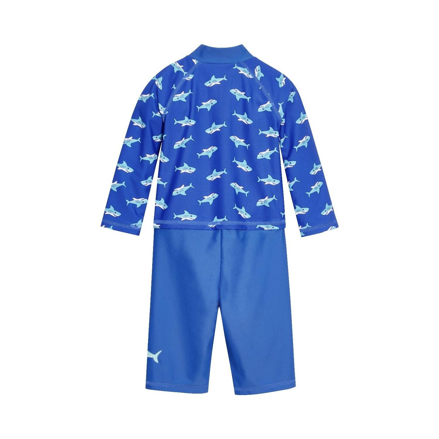 Playshoes  costume da bagno a 1 pezzo con braccia 1/1 e protezione uv per bambini shark 