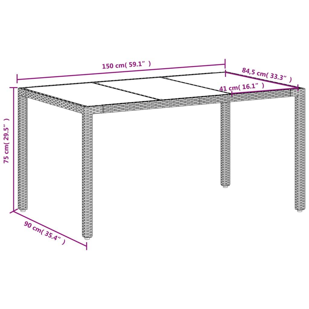 VidaXL Table de jardin rotin synthétique  