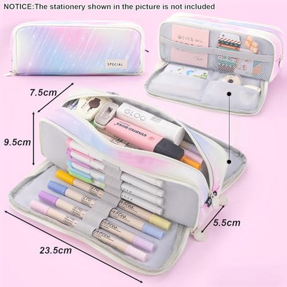 Only-bags.store Federmäppchen mit 3 Fächern Großes Fassungsvermögen Federmäppchen Federmäppchen für Schule & Büro  