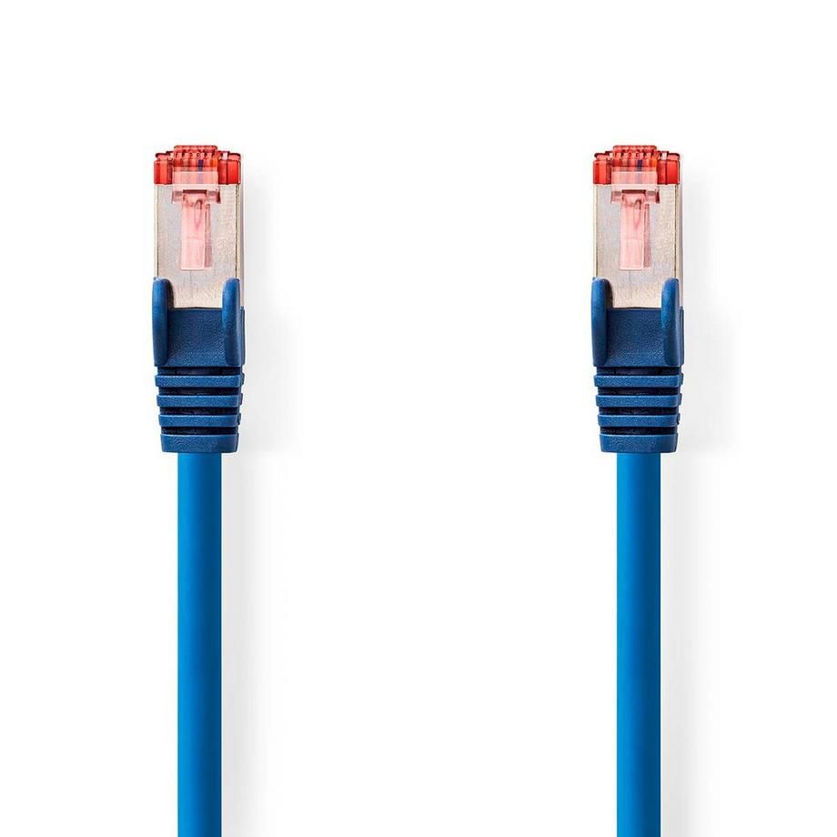 CAT6 Netzwerkkabel | RJ45 Stecker | RJ45 Stecker | S/FTP | 0,50 m | Rund | LSZH | Blau | Etikett