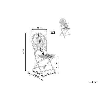 Beliani Lot de 2 chaises en Métal Rétro BIVIO  