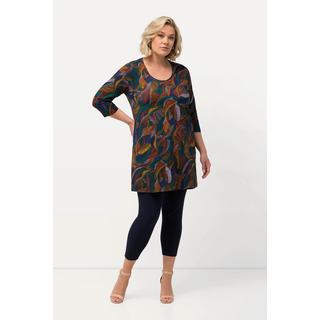 Ulla Popken  Longshirt, Blätter, Rundhalsausschnitt, 3/4-Arm 