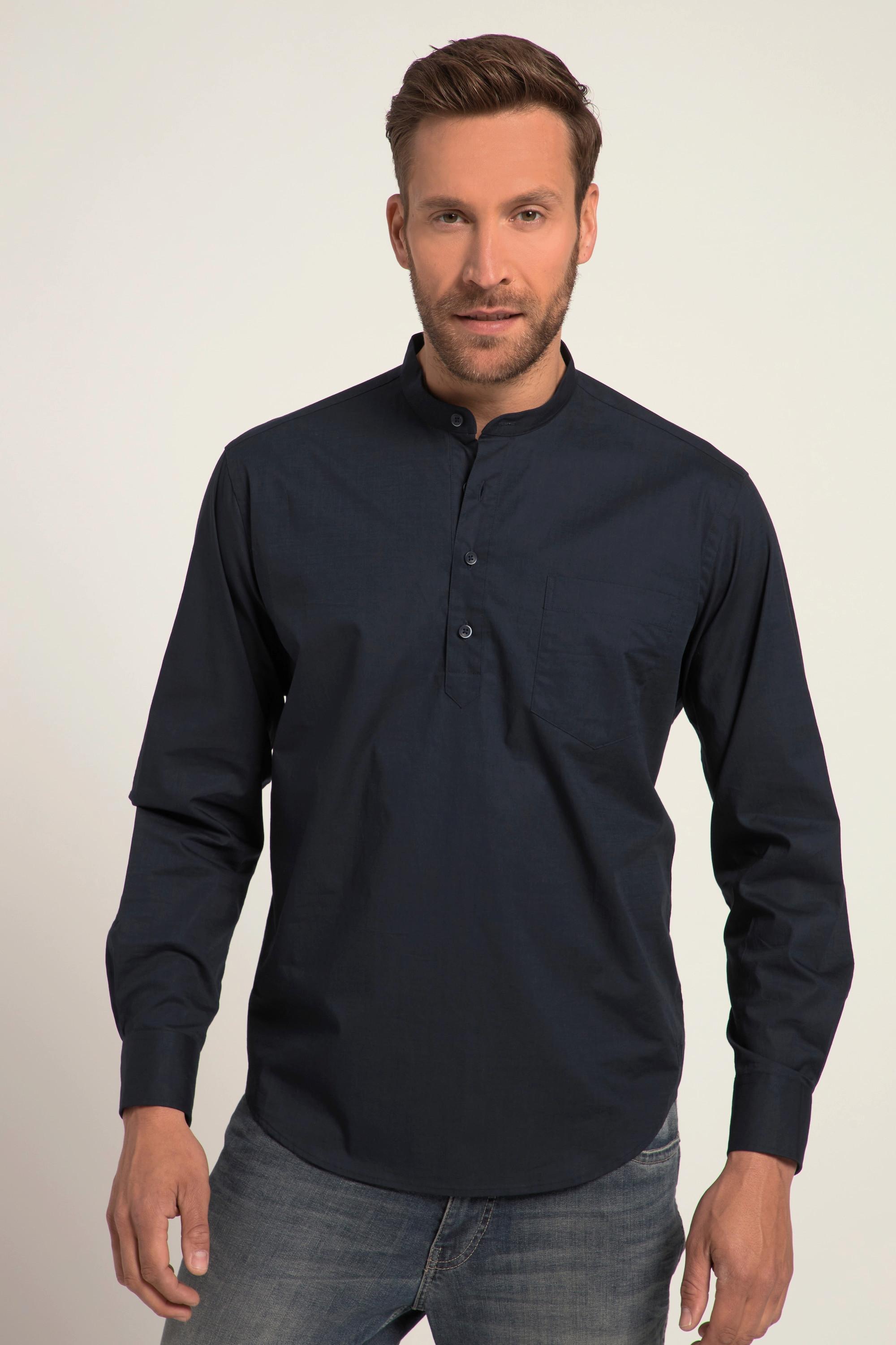 JP1880  Chemise à manches longues, col rond et poche poitrine - coupe Modern Fit 