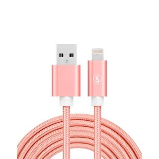 B2X  Câble USB vers Lightning, 2,4 A, 3 m, nylon - Rose 