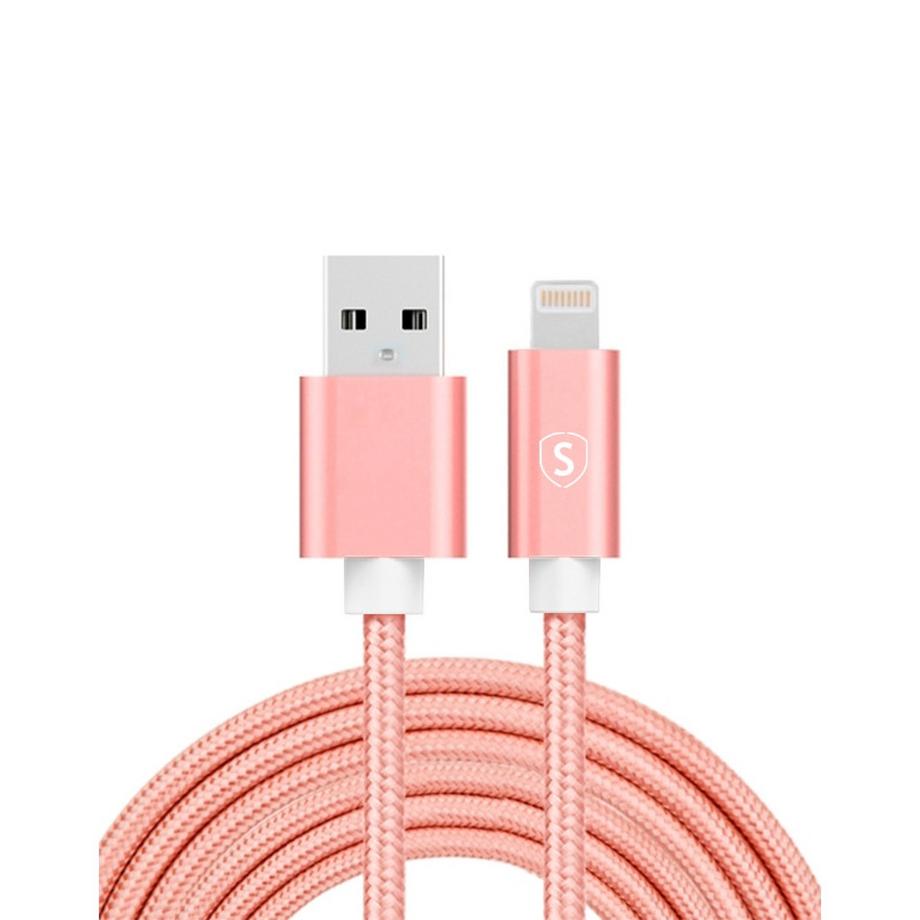 Câble USB vers Lightning, 2,4 A, 3 m, nylon - Rose