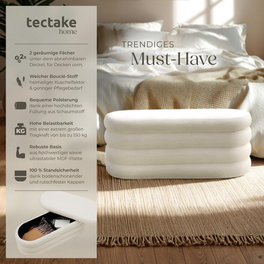 Tectake Panca imbottita Alto con velluto o bouclé  