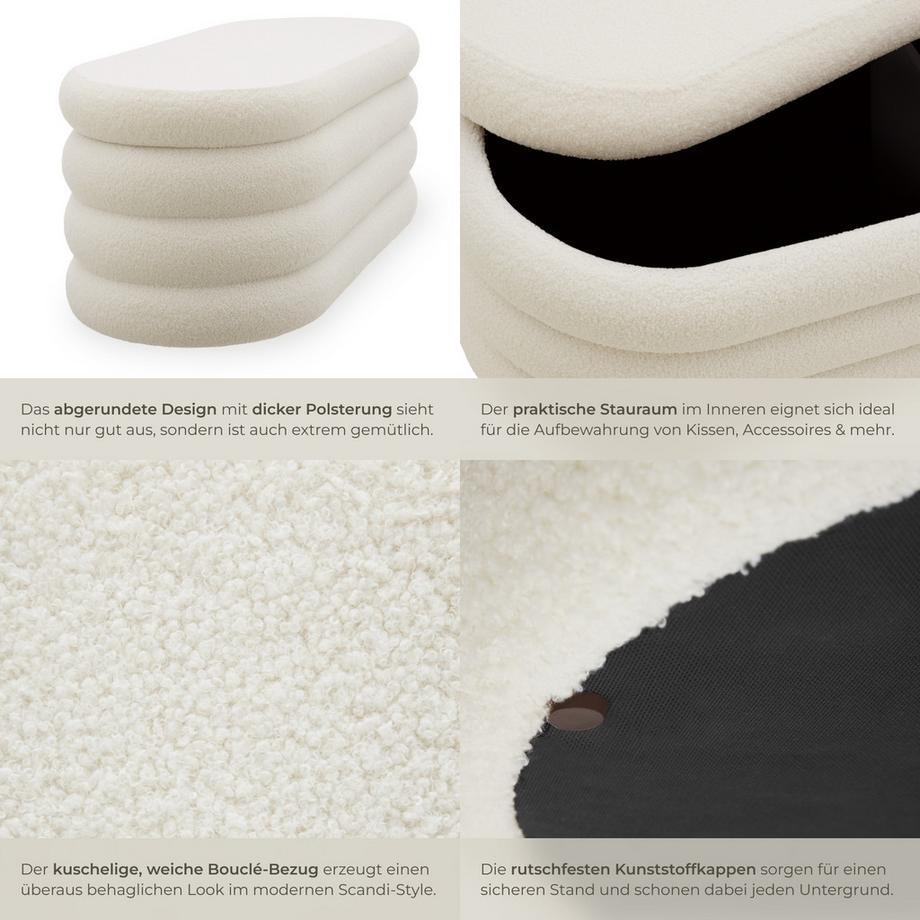 Tectake Panca imbottita Alto con velluto o bouclé  