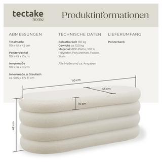 Tectake Polsterbank Altu mit grossem Stauraum  