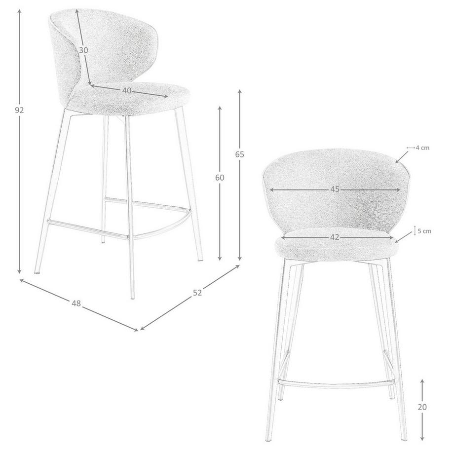 ANGEL CERDA Sgabello rivestito in tessuto mélange  