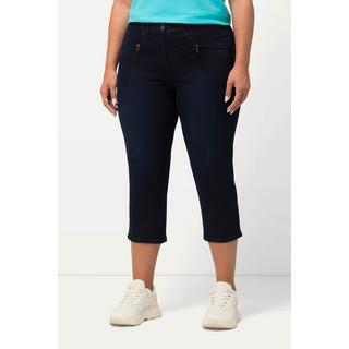 Ulla Popken  Jeans a 7/8 modello Mony con cintura elastica e tasche con zip 