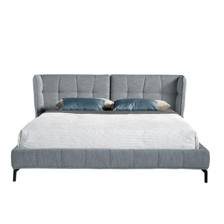 ANGEL CERDA Lit matelassé en tissu bleu et blanc  