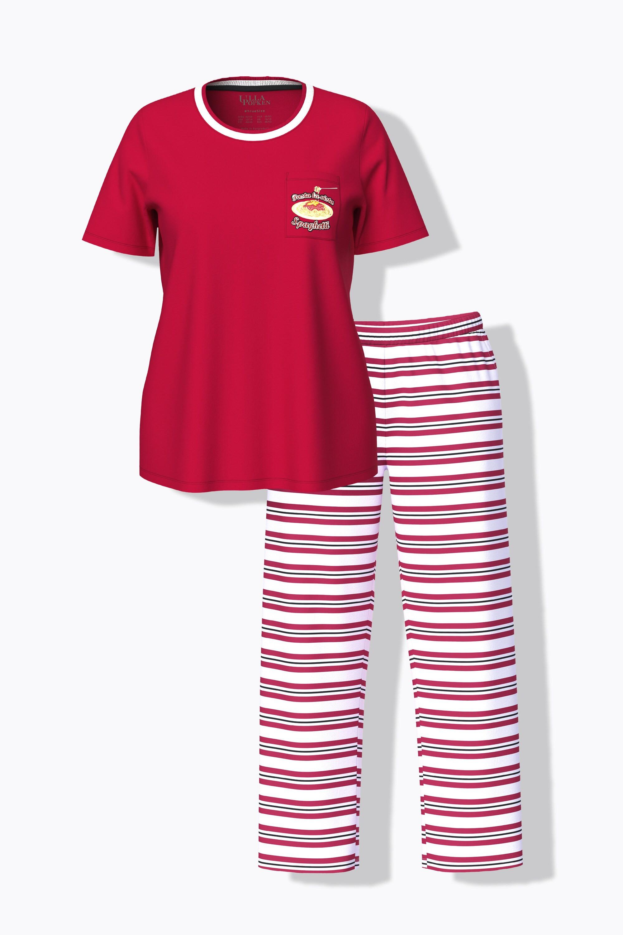 Ulla Popken Pigiama pantaloni a righe scollo a girocollo mezze maniche tasche  