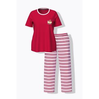 Ulla Popken Pigiama pantaloni a righe scollo a girocollo mezze maniche tasche  