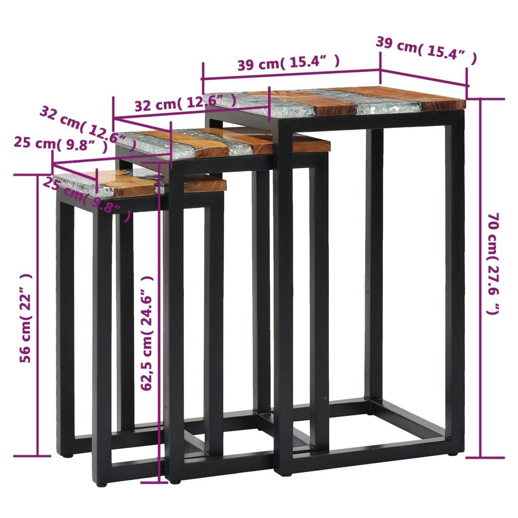 VidaXL Table gigogne bois  