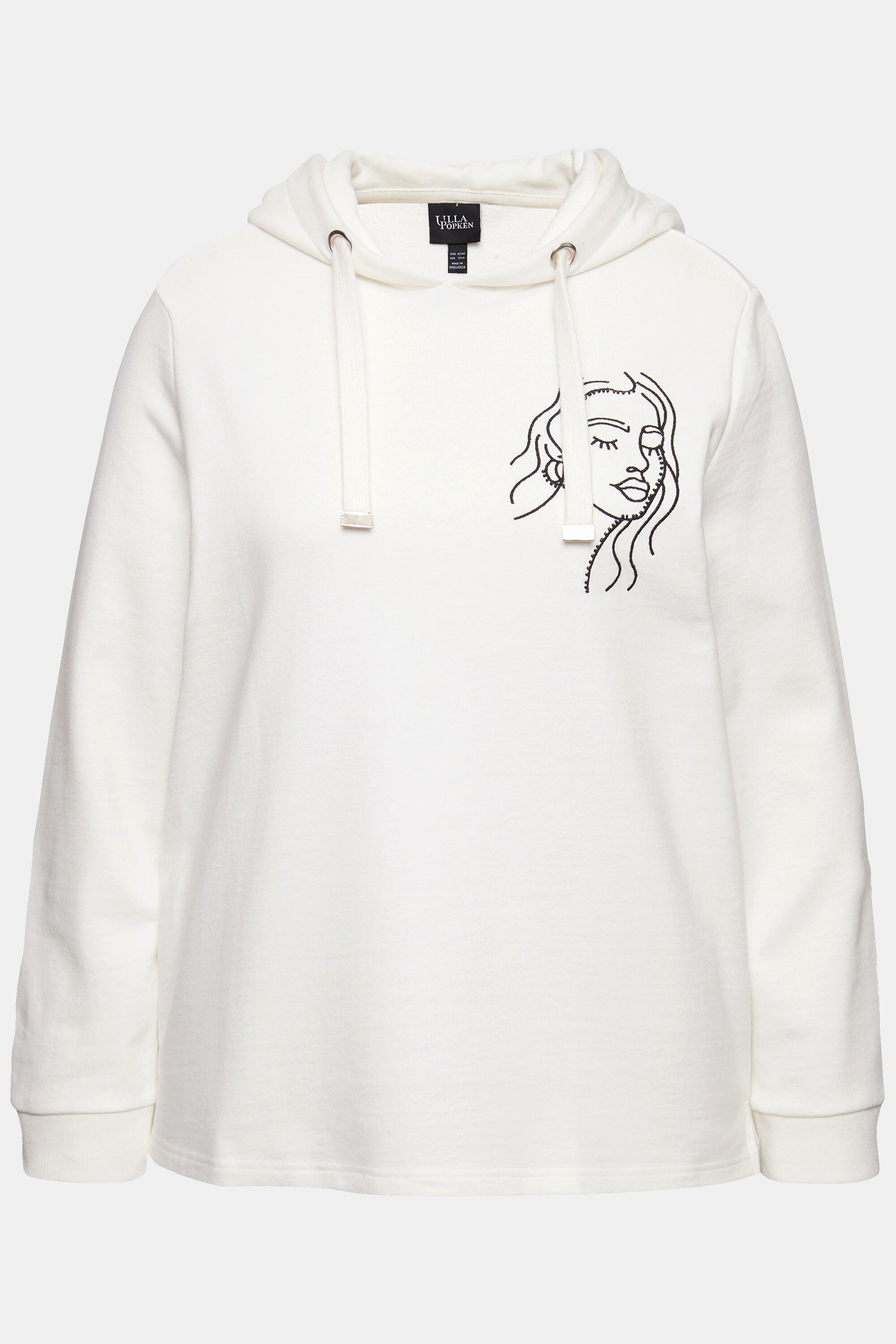 Ulla Popken  Sweat-shirt à capuche et manches longues, avec motif visage. Coupe Classic Fit. 