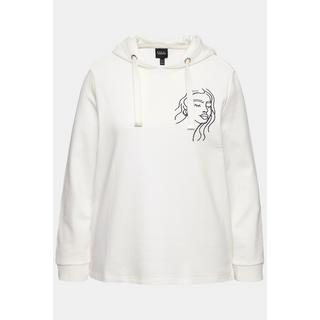 Ulla Popken  Sweat-shirt à capuche et manches longues, avec motif visage. Coupe Classic Fit. 