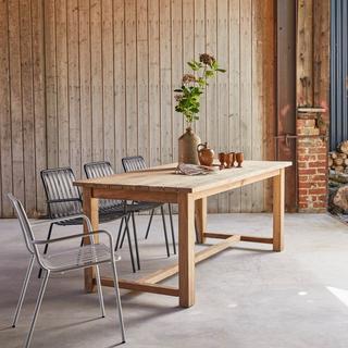 Tikamoon Table de jardin en teck massif recyclé 6-8 pers Teresa  