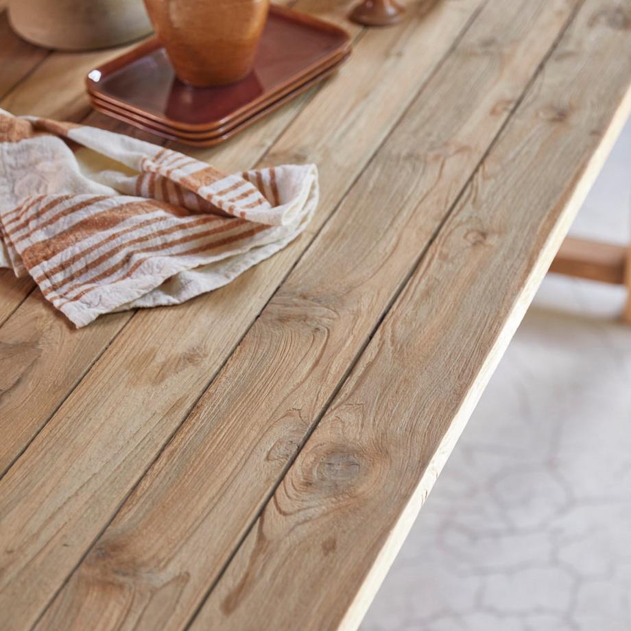 Tikamoon Table de jardin en teck massif recyclé 6-8 pers Teresa  