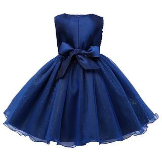 B2X  Abendkleid mit Schleife und Blumen - Blau (160) 