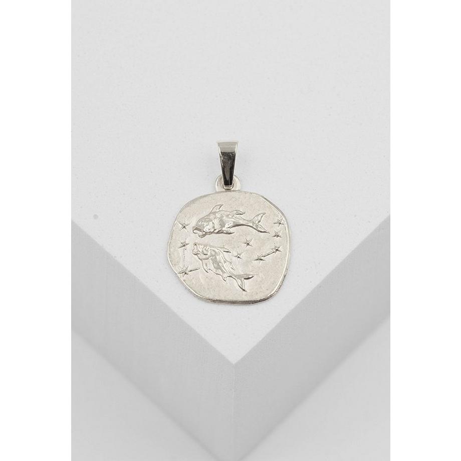 MUAU Schmuck  Pendentif signe du zodiaque poissons or blanc 750, 16x22mm 