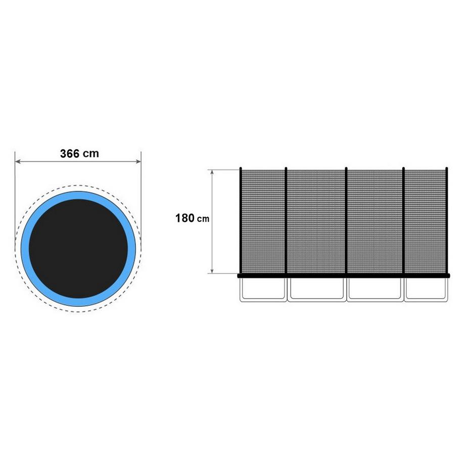Pricenet  Trampolinnetz für den Außenbereich, 366 cm, 12 Fuß/8 Pfosten 