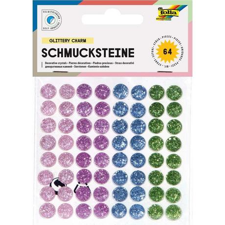 Folia  Schmucksteine Glittery Charm selbstklebend 64 Stück 