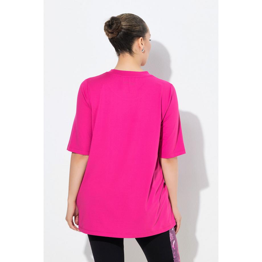 Ulla Popken T-shirt Long Fonctionnel Coupe A Col Rond Manches Courtes Recyclé  