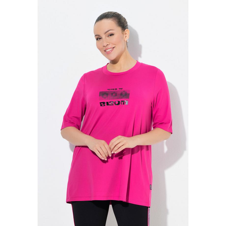 Ulla Popken T-shirt Long Fonctionnel Coupe A Col Rond Manches Courtes Recyclé  