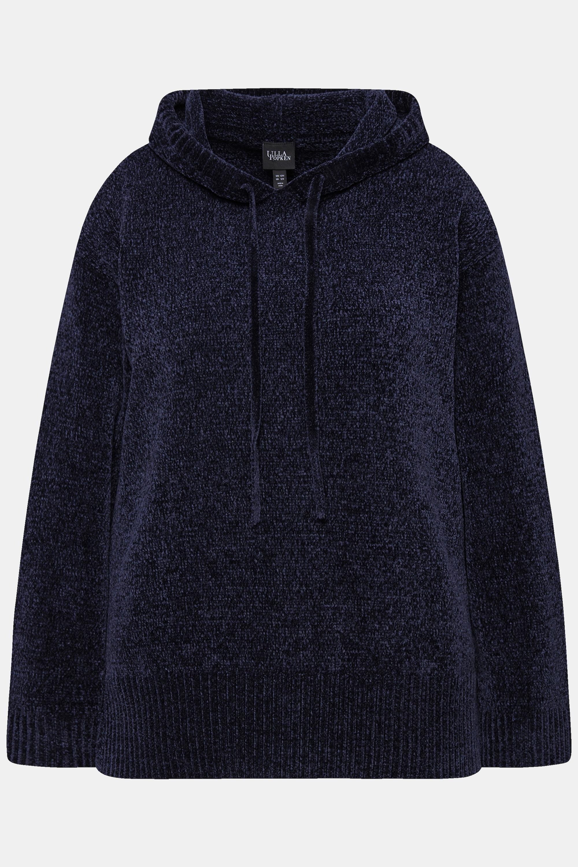 Ulla Popken  Sweat-shirt en maille chenille, capuche avec cordon de serrage, manches longues 