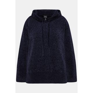 Ulla Popken  Sweat-shirt en maille chenille, capuche avec cordon de serrage, manches longues 