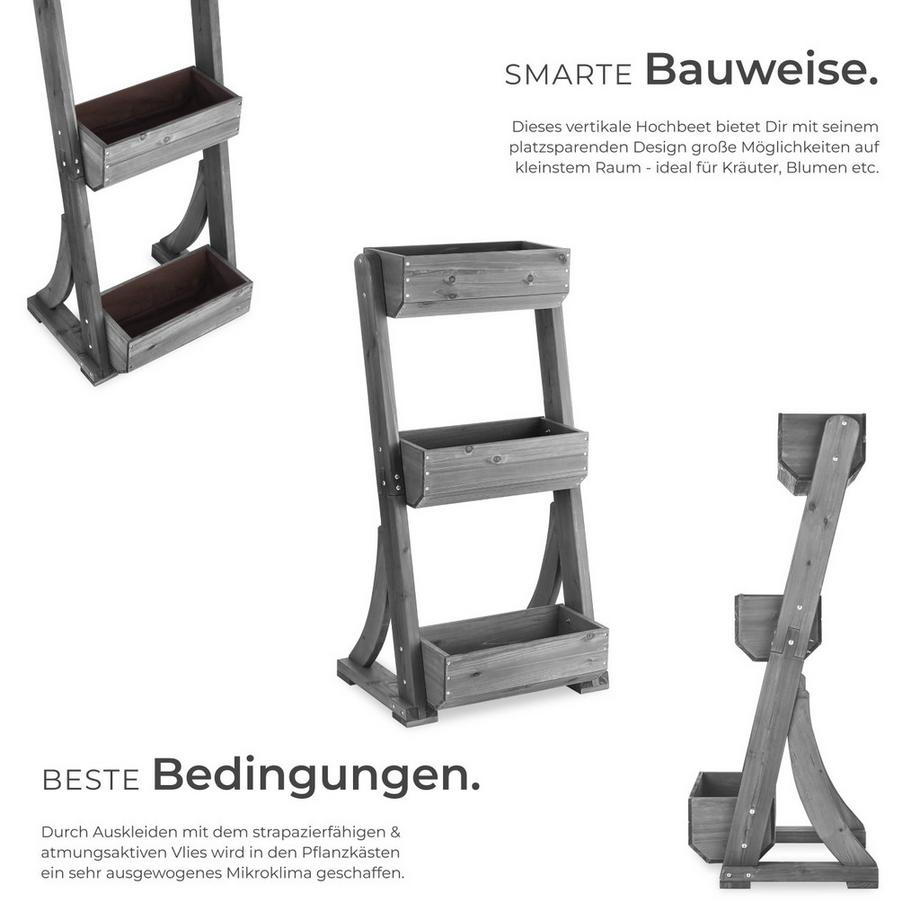 Tectake Aiuola verticale Flora, legno verniciato, incluso tessuto non tessuto per piante  
