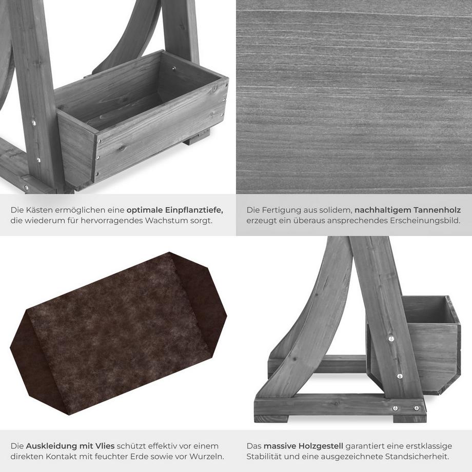 Tectake Aiuola verticale Flora, legno verniciato, incluso tessuto non tessuto per piante  