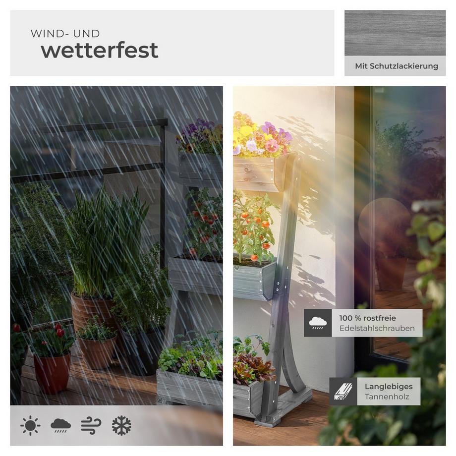 Tectake Aiuola verticale Flora, legno verniciato, incluso tessuto non tessuto per piante  
