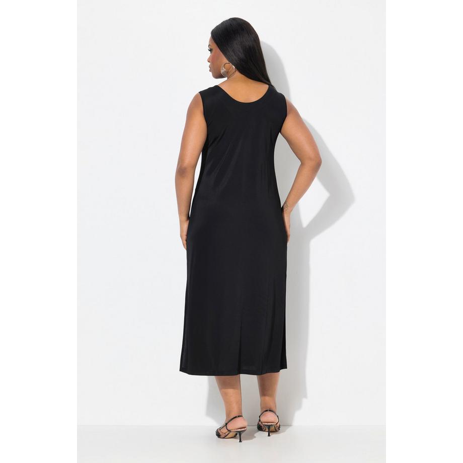 Ulla Popken Midi Slinky A-Linie Ärmelloses Piqué-Kleid  