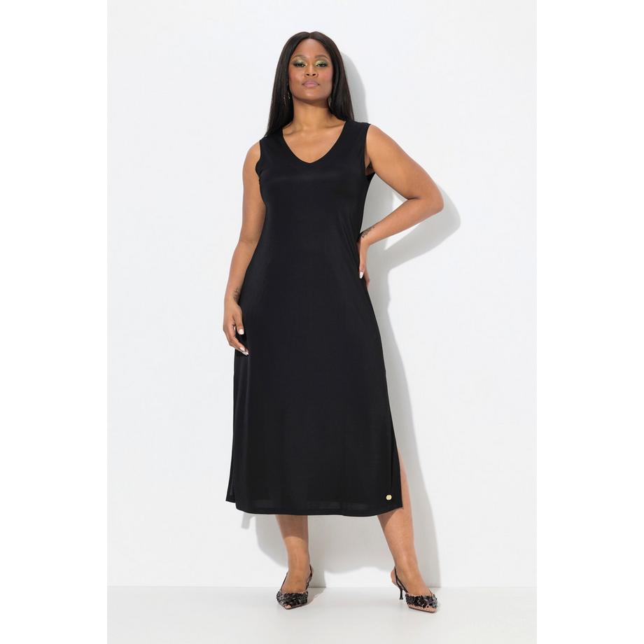 Ulla Popken Midi Slinky A-Linie Ärmelloses Piqué-Kleid  