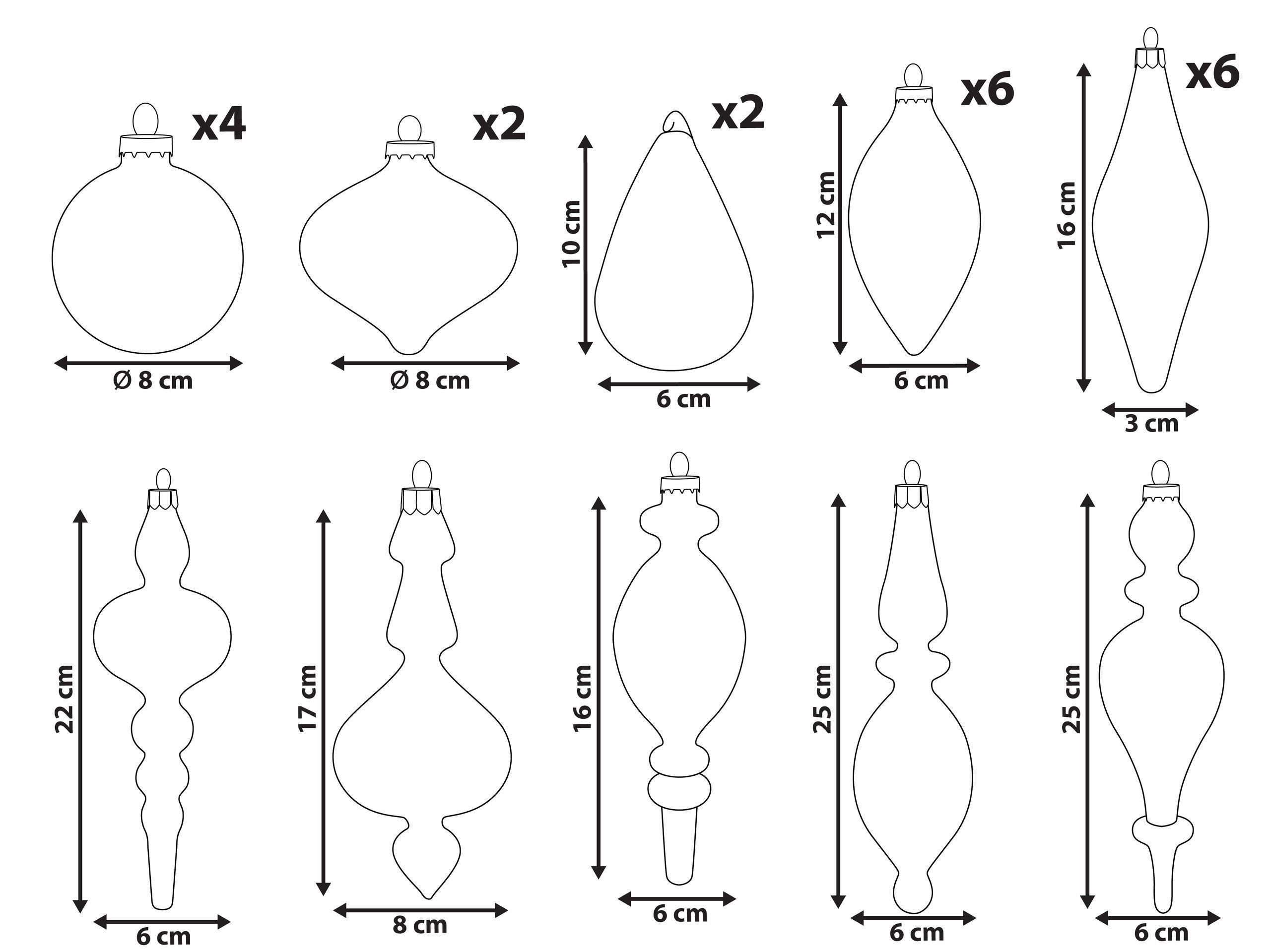 Beliani Weihnachtskugel 25er Set aus Glas Glamourös ICICLE  