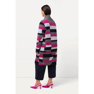 Ulla Popken Cardigan Jacquard Ouvert Col Montant  