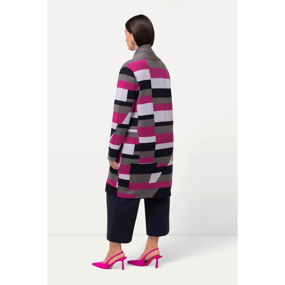 Ulla Popken Jacquard Offener Cardigan mit Stehkragen  