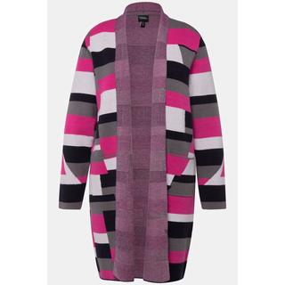 Ulla Popken Cardigan Jacquard Ouvert Col Montant  