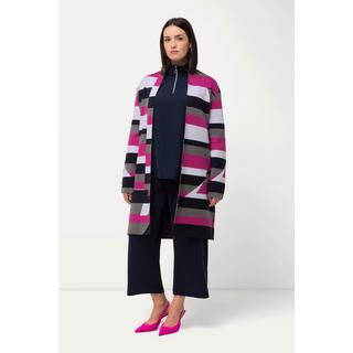 Ulla Popken Cardigan Jacquard Ouvert Col Montant  