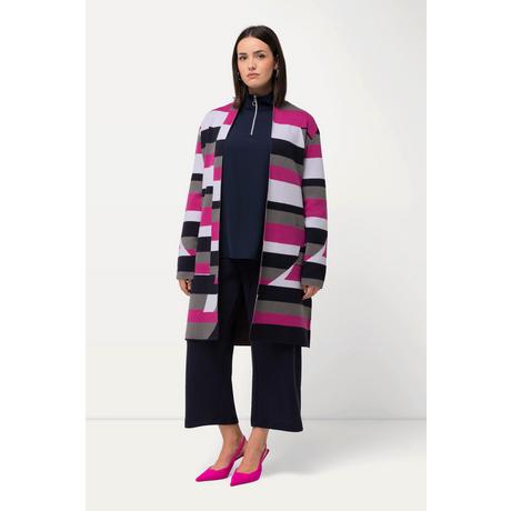 Ulla Popken Cardigan Jacquard Ouvert Col Montant  