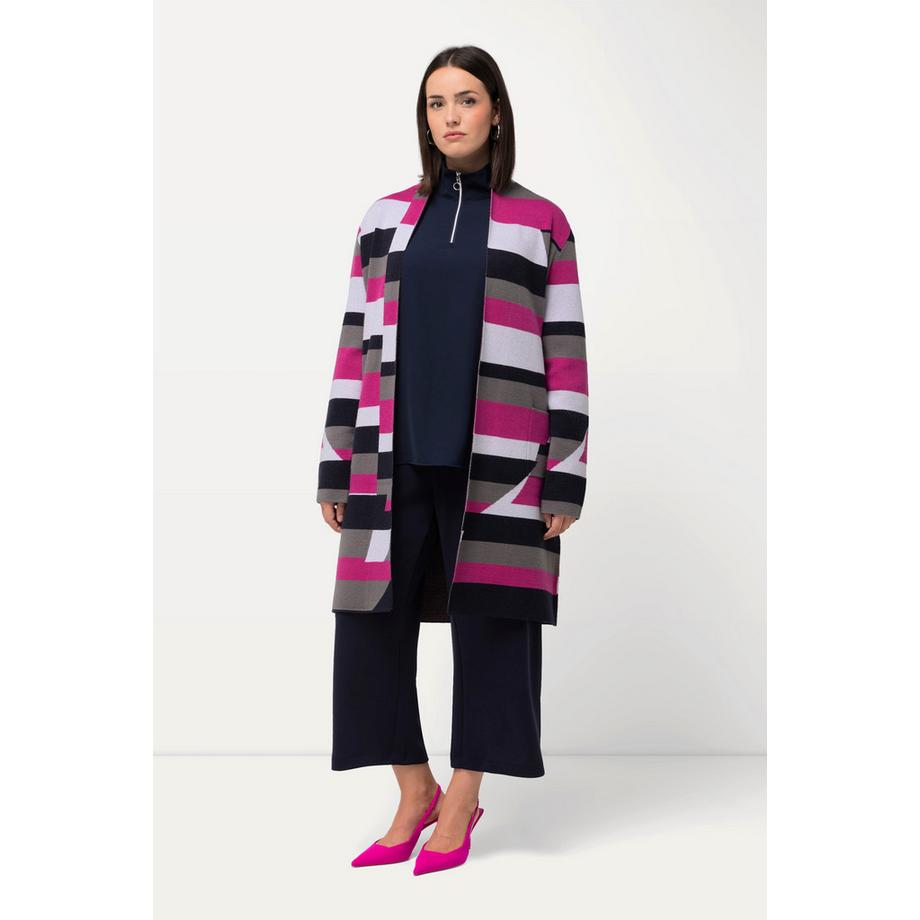 Ulla Popken Jacquard Offener Cardigan mit Stehkragen  