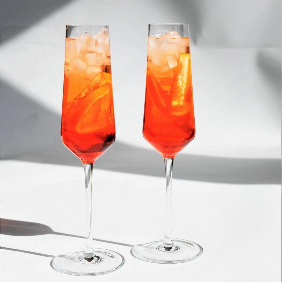 Blue Chilli  Verre en cristal de vin mousseux, prosecco, champagne ensemble de 2 