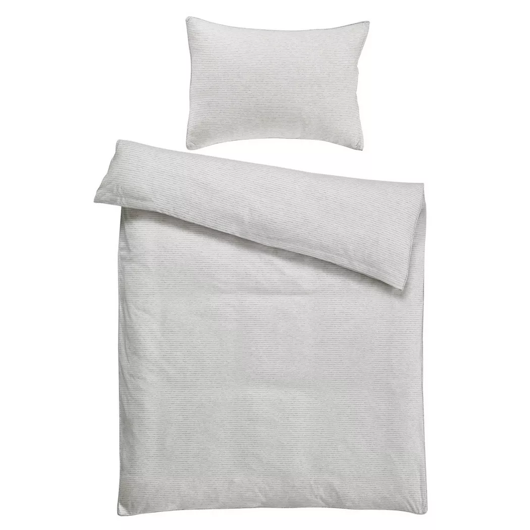 Living Home - Melange Jersey Streifen Kissenbezug, 50 x 70 cm, Silber