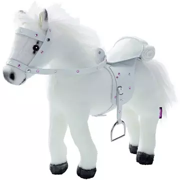 3401485 Weißer Blitz Pferde-Puppe biegsames Plüschpferd mit Soundchip für Stehpuppen für Kinder ab 3 Jahren