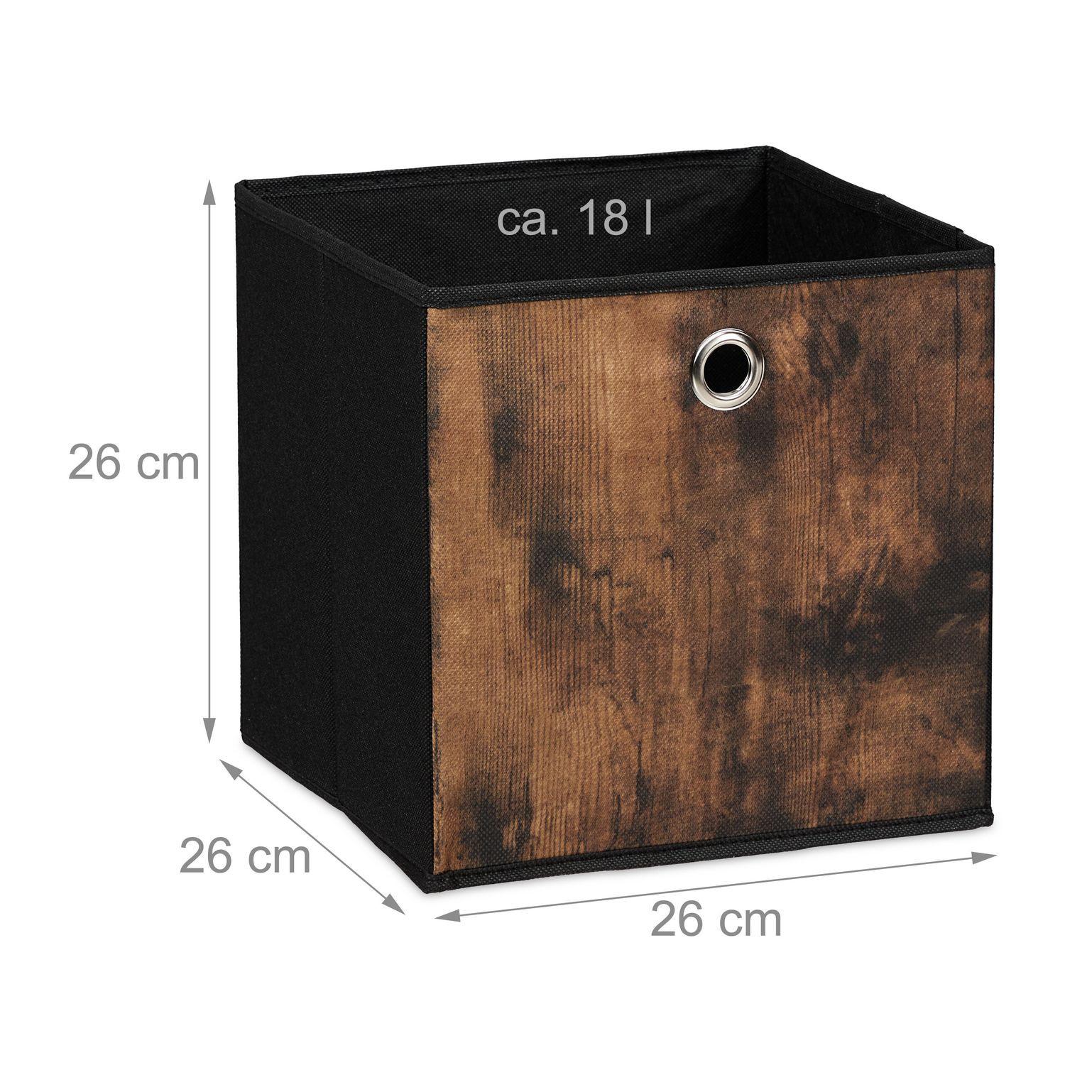 Northix Boîte de rangement en tissu aspect bois, lot de 6  