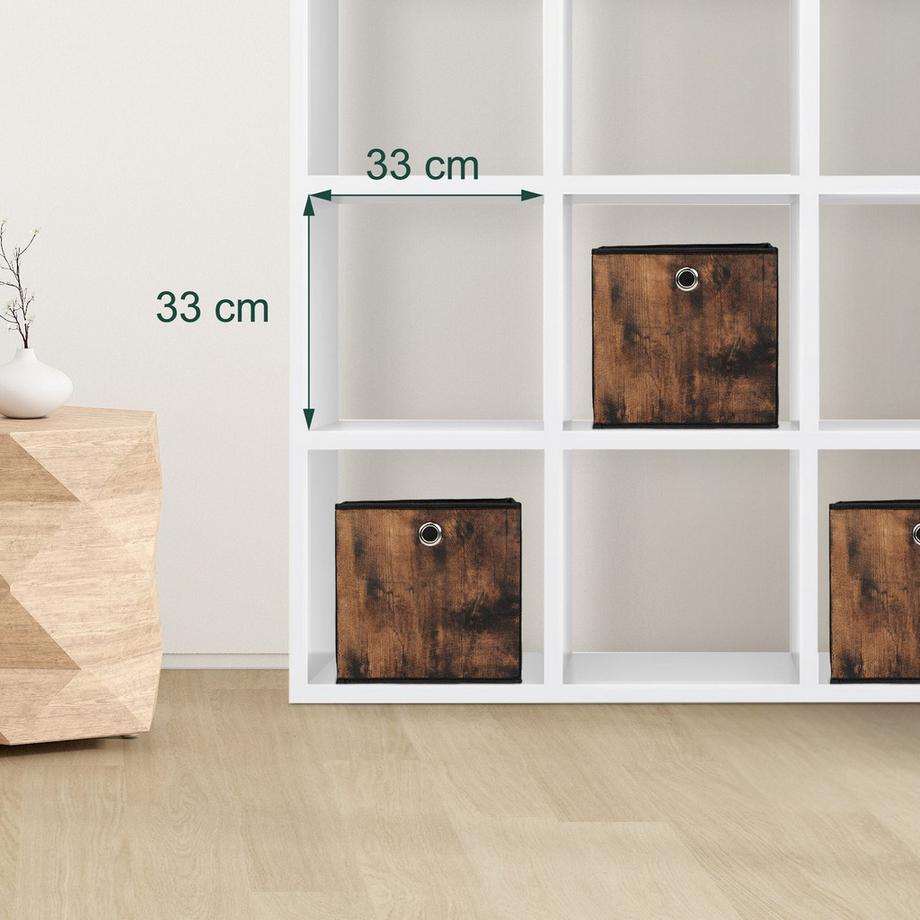 Northix Aufbewahrungsbox aus Stoff in Holzoptik, 6er-Pack  