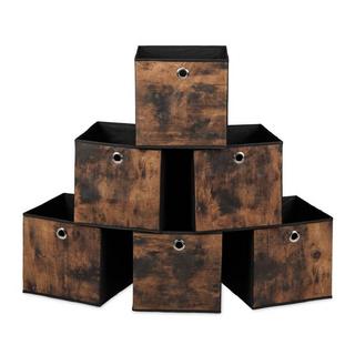 Northix Boîte de rangement en tissu aspect bois, lot de 6  